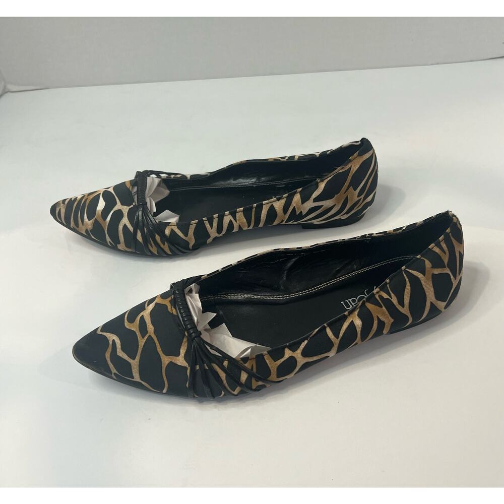 Cathy Jean Leopard Ballet Flats Women 7.5 Brown Excellent Fabric Slip On Animal‎